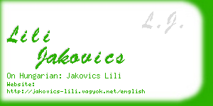 lili jakovics business card